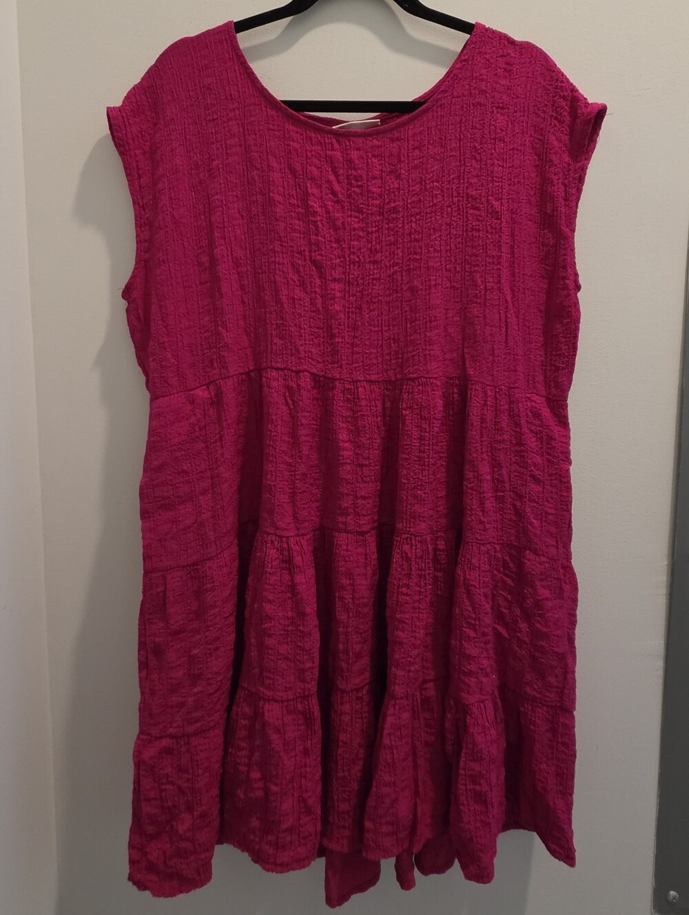 Knox Rose Fuchsia Tiered Dress With Pockets Boho Cottagecore Flowy